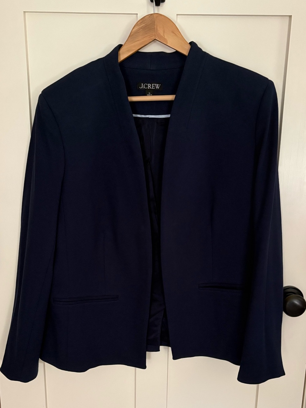 J. Crew Women's Dark Navy Collarless Blazer